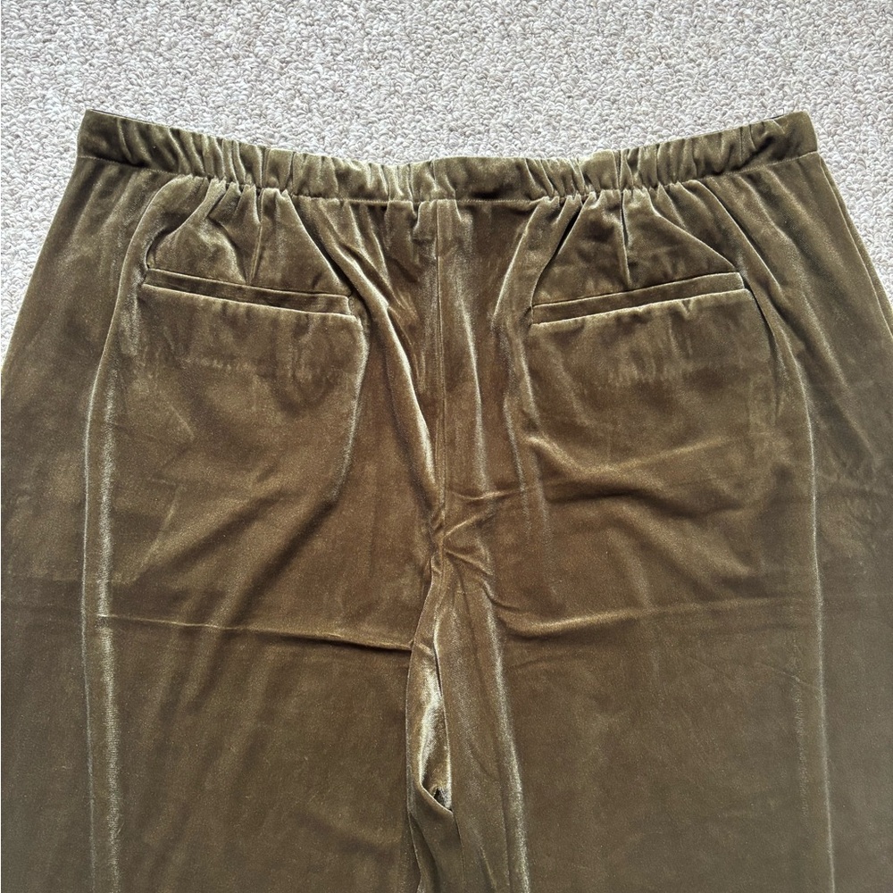 GAP Dark Olive velvet wide leg pants - Picture 4 of 6